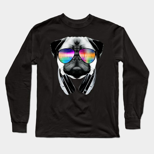 Dj Pug Long Sleeve T-Shirt by clingcling